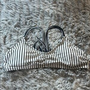Old Navy Black and White Striped Bikini Top